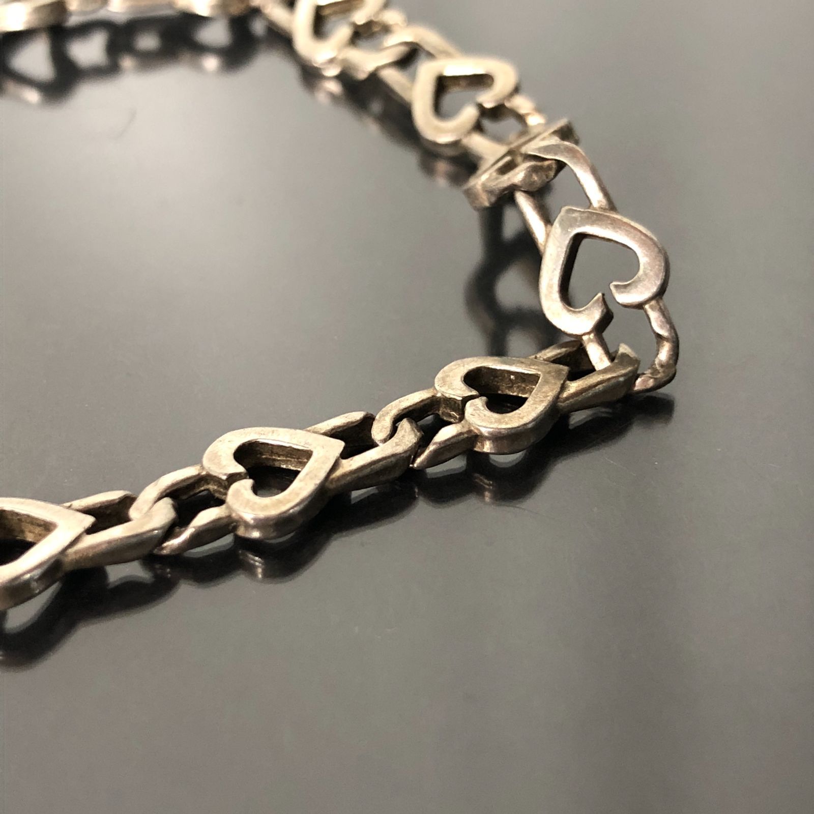 ブレスレット SILVER 925刻印 italy刻印 ハート チェーンリンク 重量約 