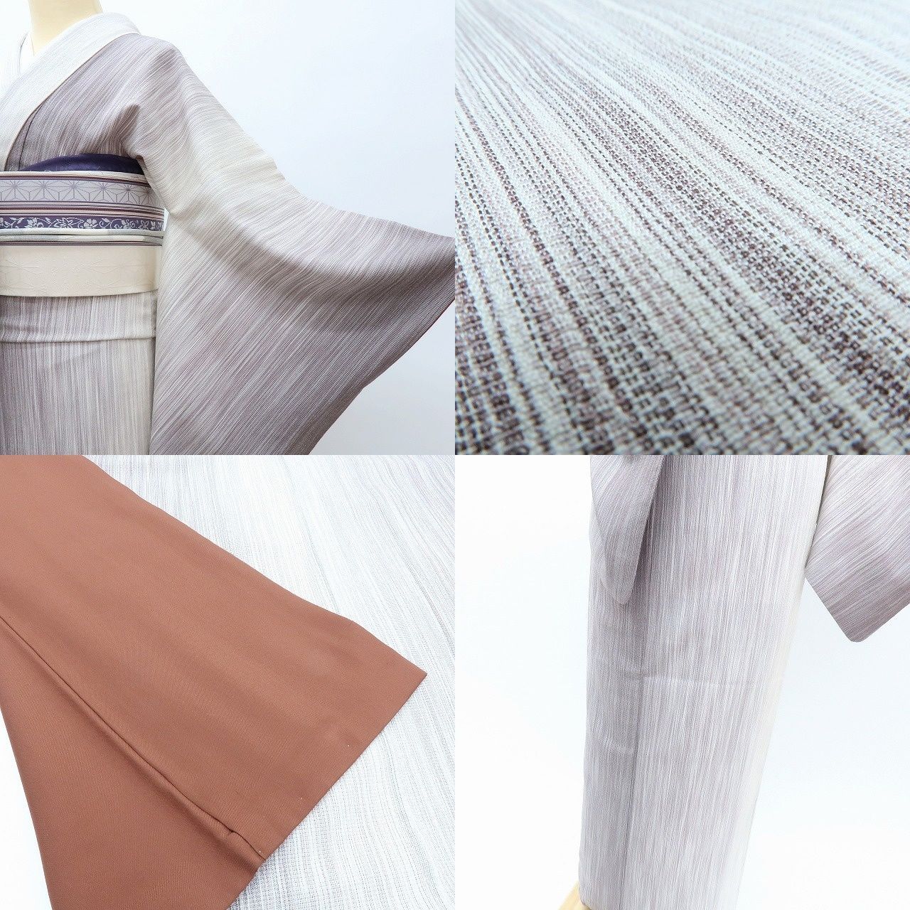 百華❀Y4105◇美品 正絹 手縫い仕立て トールサイズ 塩沢お召 着物