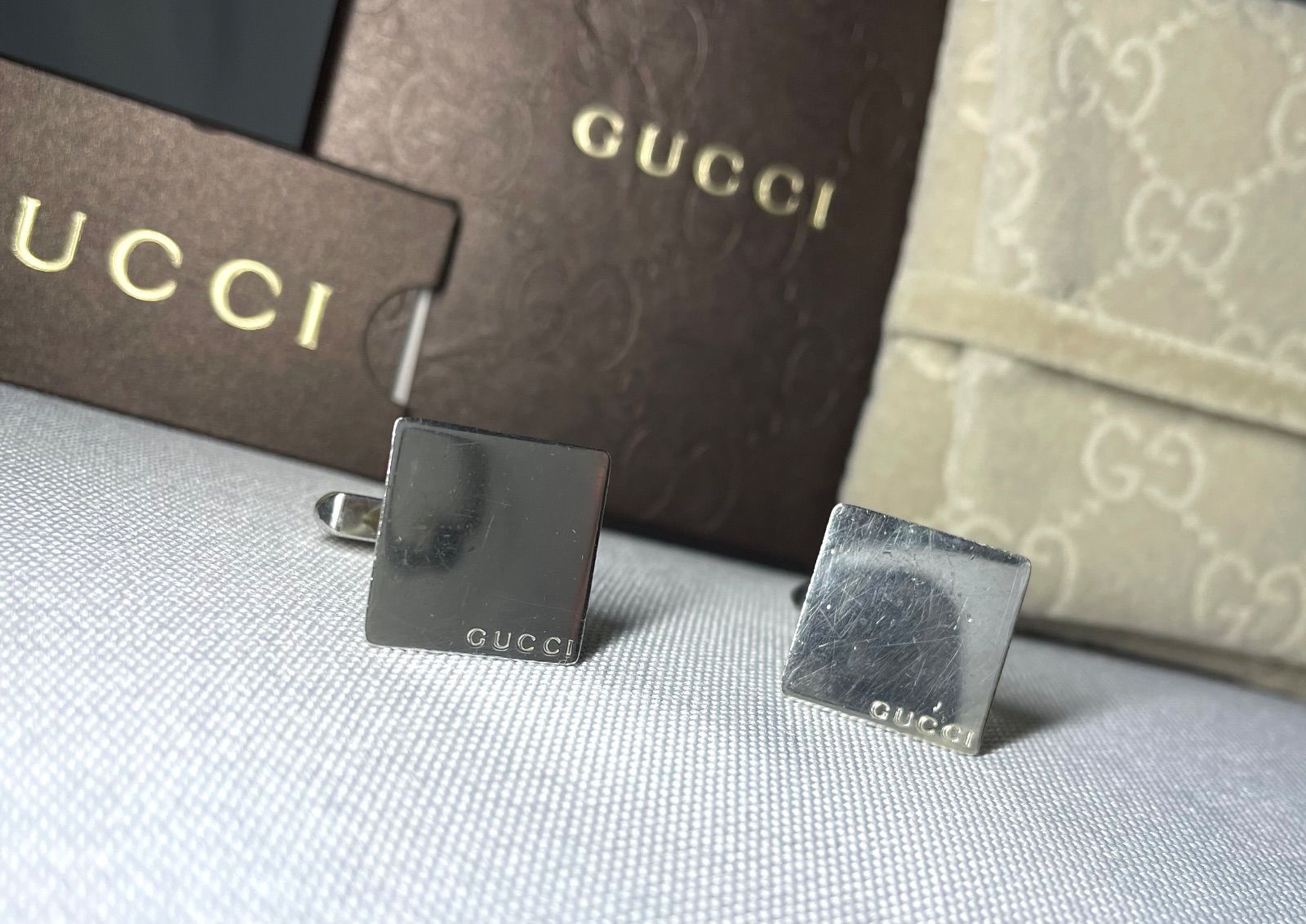 GUCCI グッチ ブランドロゴ文字 スターリングシルバー SV925スクエア