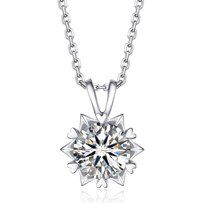 MomentWish 雪の結晶 ネックレス 1カラット モアッサナイト レディース シルバー925 ペンダント プレゼント ブランド 記念日 長40 cm アジャスター5 華奢ギフトボックス付け