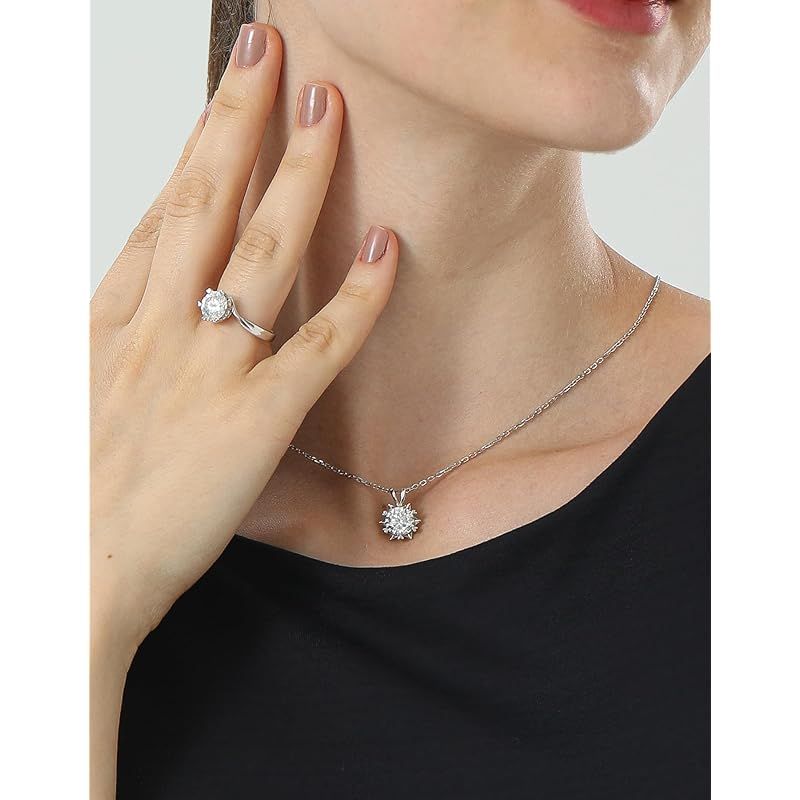 MomentWish 雪の結晶 ネックレス 1カラット モアッサナイト レディース シルバー925 ペンダント プレゼント ブランド 記念日 長40 cm アジャスター5 華奢ギフトボックス付け