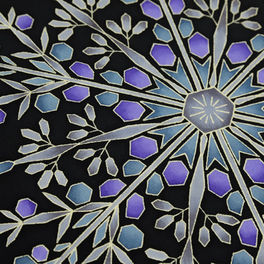 名古屋帯 黒 秀美 塩瀬 正絹 冬 雪の結晶 未仕立て 帯 反物 十日町友禅