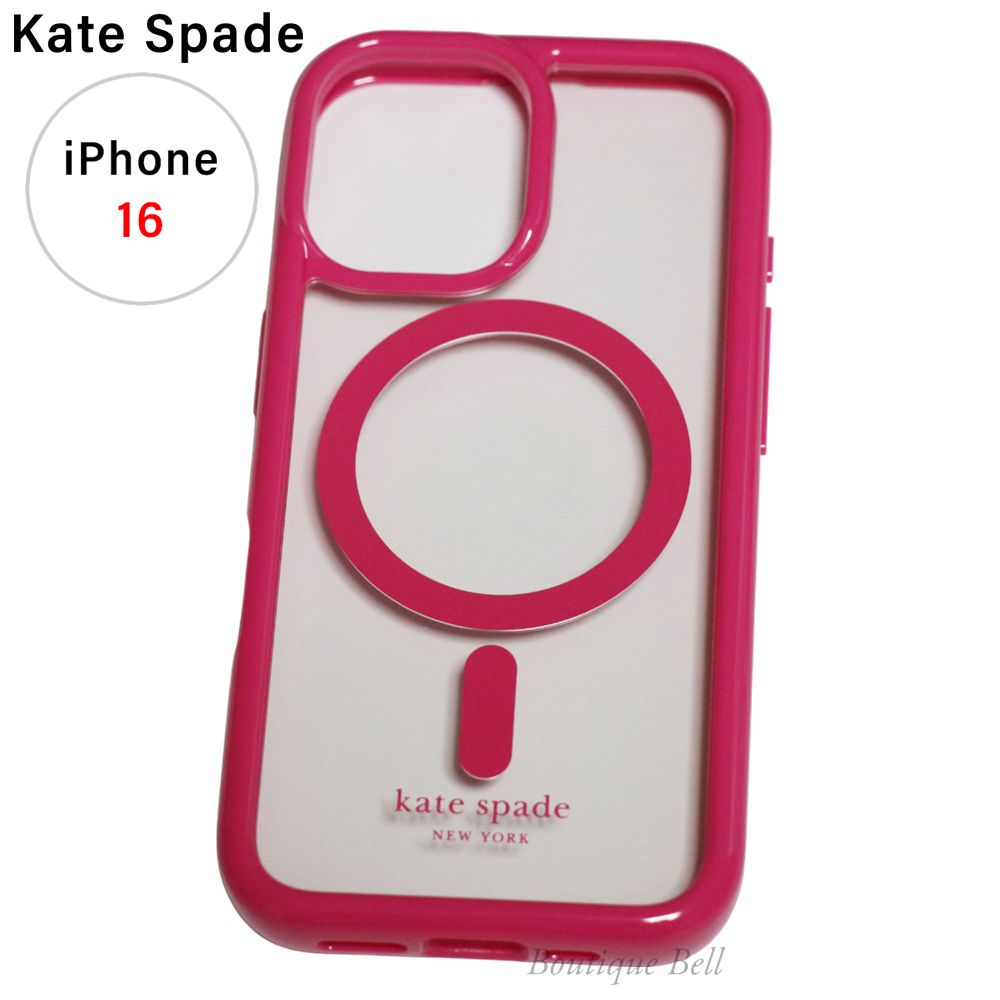 Kate Spade ケイトスペード プロテクティブ Magsafe対応 iPhone 16ケース ピンク クリア 透明