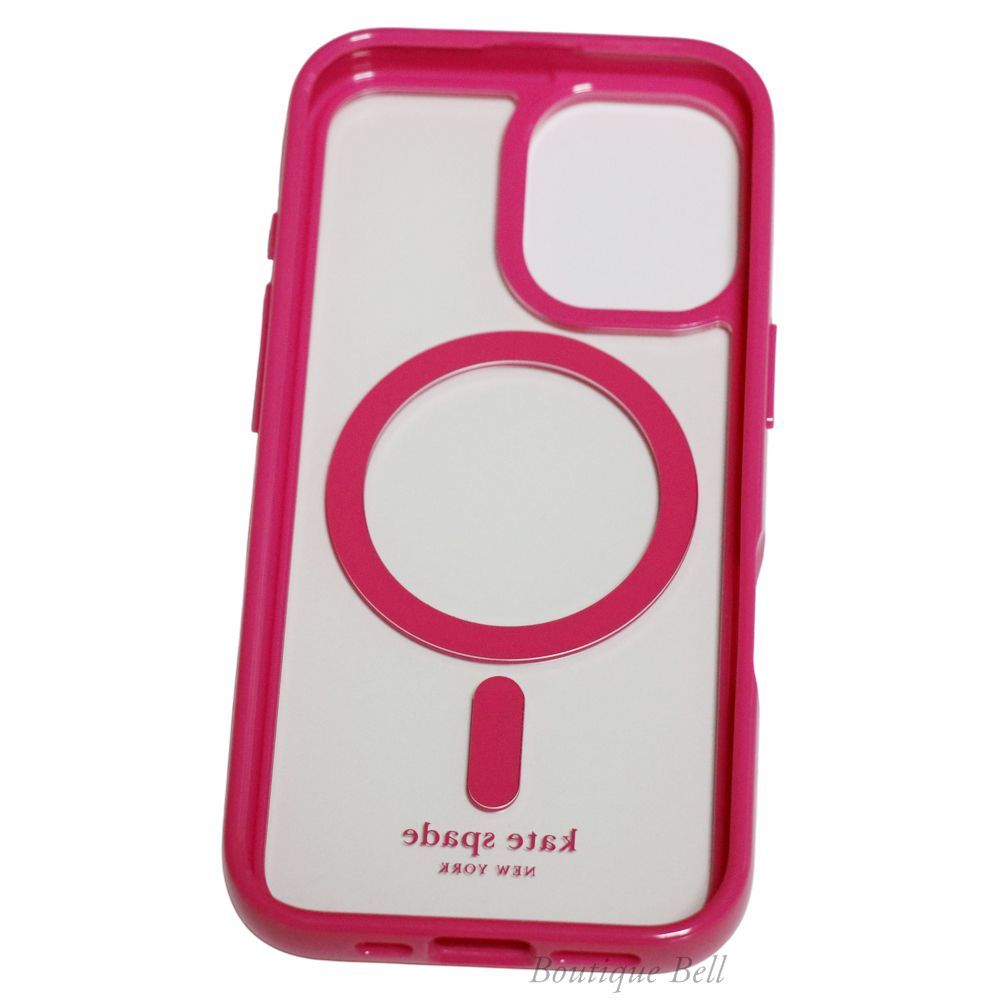 【ケイトスペード】Magsafe対応 iPhone16ケース ピンク/クリア Kate Spade】ケイトスペード プロテクティブ Magsafe対応 iPhone16