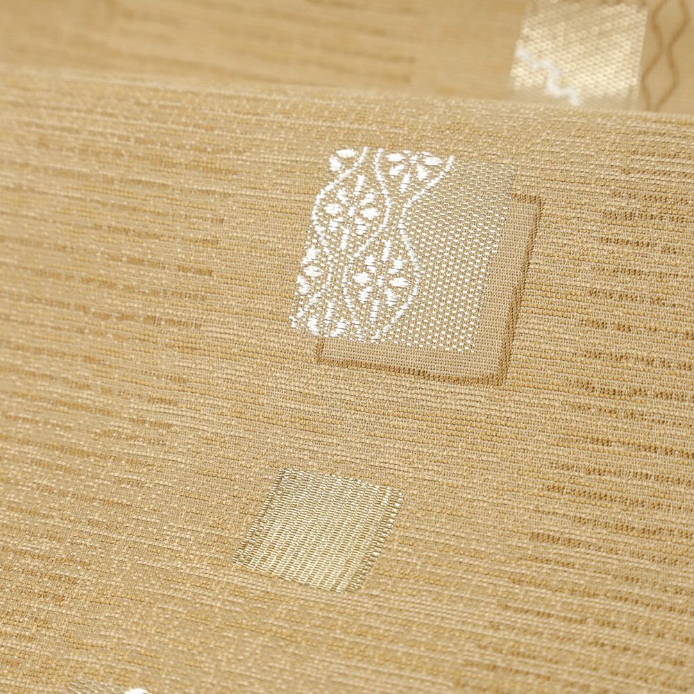 名古屋帯 正絹 ベージュ 茶 金 花 唐織 リサイクル カジュアル 花唐草