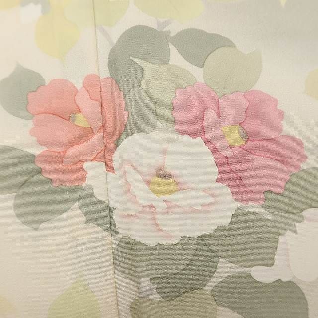 ✾まめ藤✾正絹 着物 視線を合わせて花曇りを翔け上がる椿 訪問着 U-30