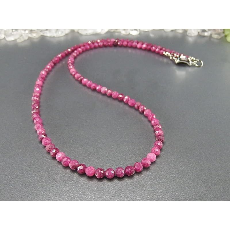 新品】 [石街] 天然石ルビー小粒約4mm強ネックレスワイヤー仕上げ