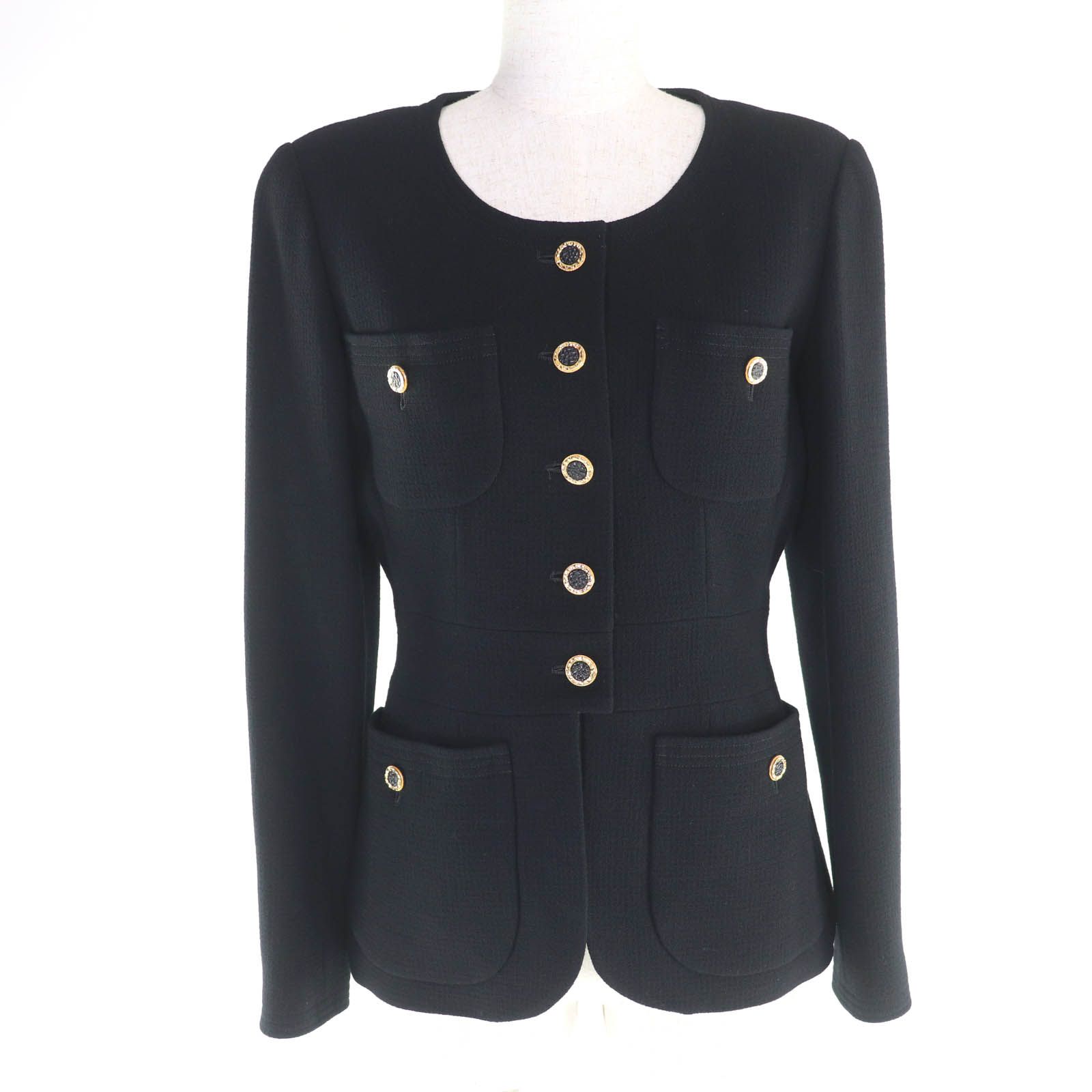 【美品】CHANEL ヴィンテージ ノーカラージャケット 38 極美品☆CHANEL シャネル 裏地シルク100％ 90年代ヴィンテージ 4