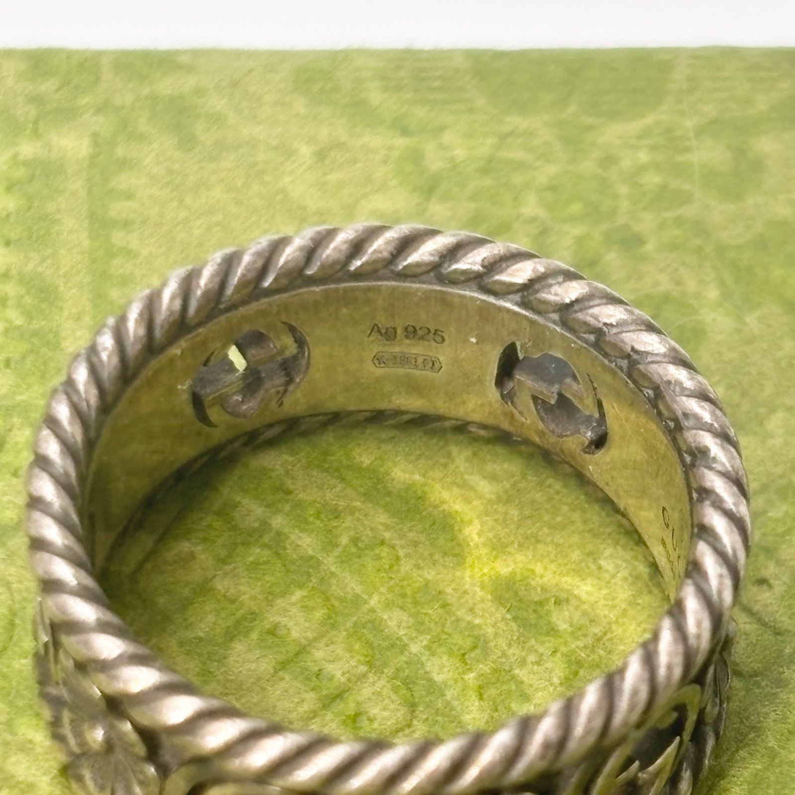 グッチ Ag925 インターロッキングG フラワーデザイン シルバーリング