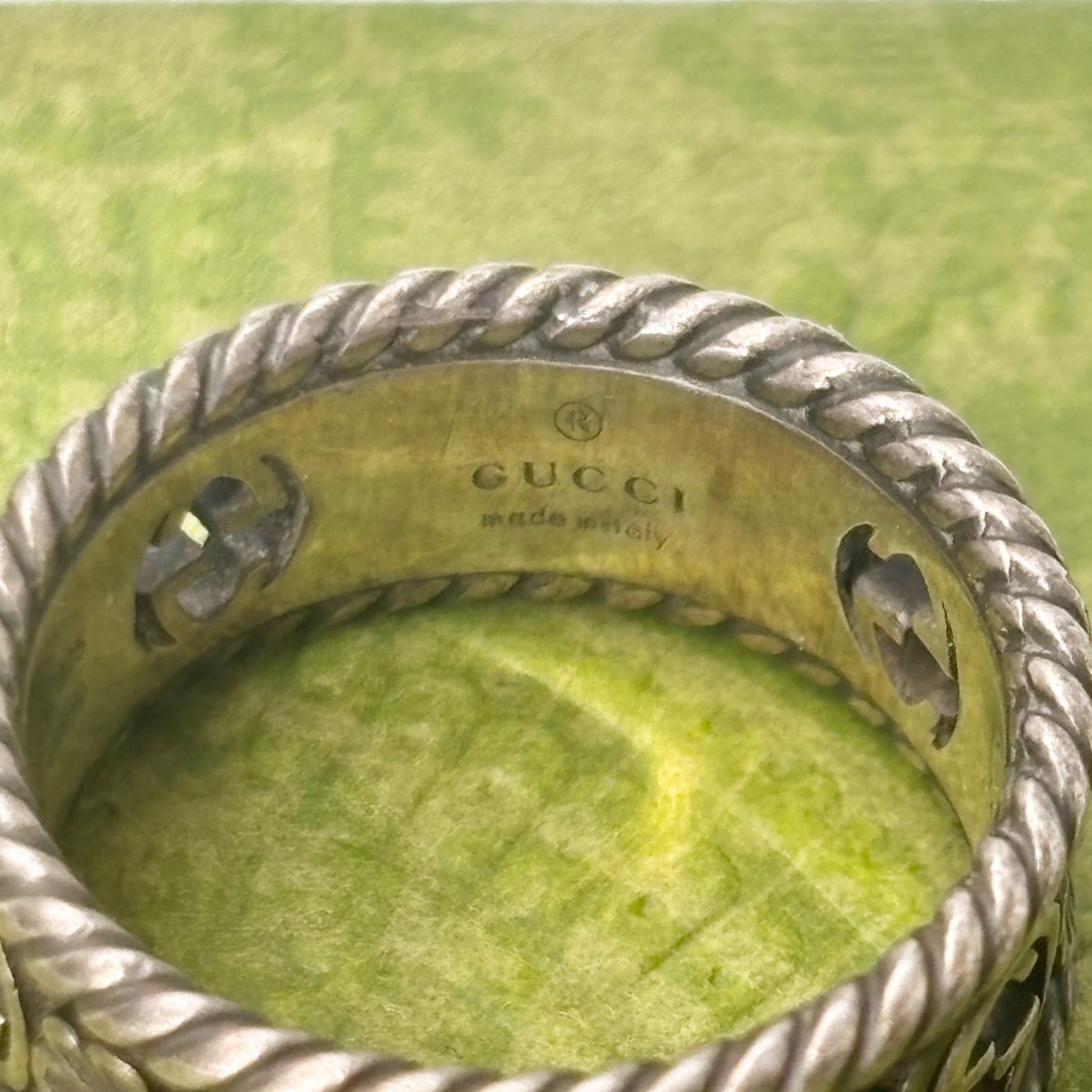 グッチ Ag925 インターロッキングG フラワーデザイン シルバーリング