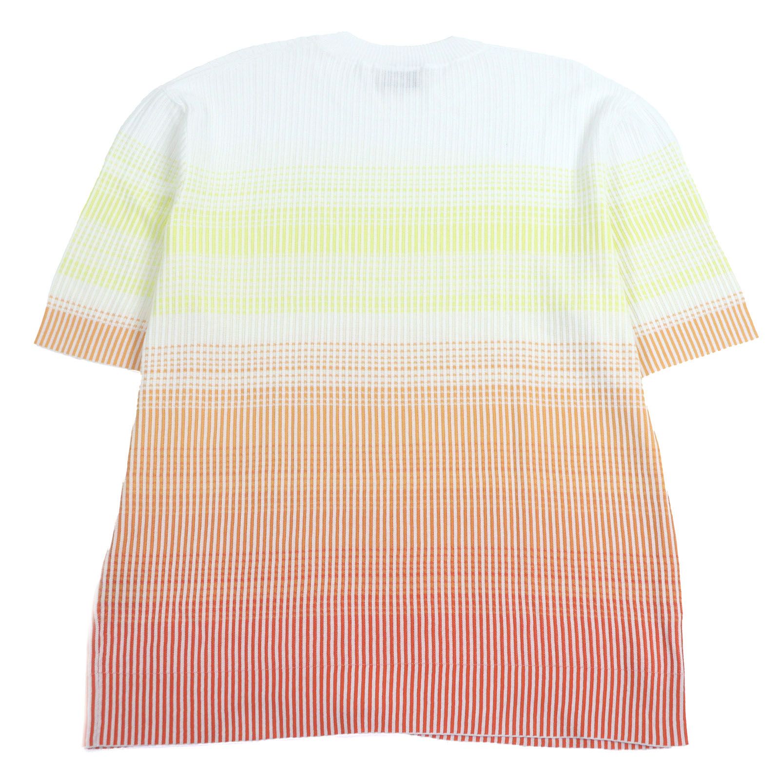 極美品□HERMES エルメス コットン100％ ボーダー柄 ショートスリーブ