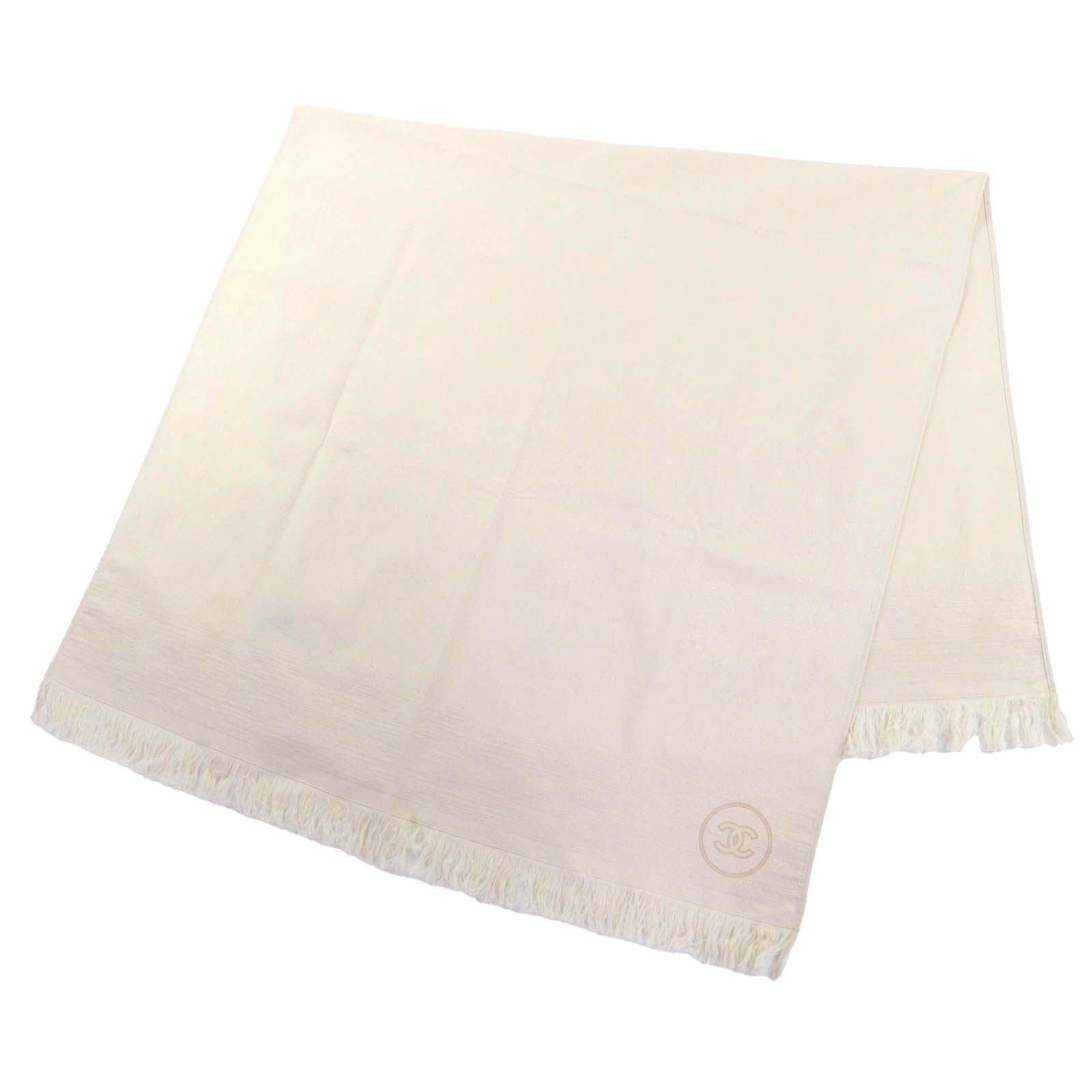 極美品◇CHANEL シャネル コットン ココマーク刺繍 フリンジ・ポーチ