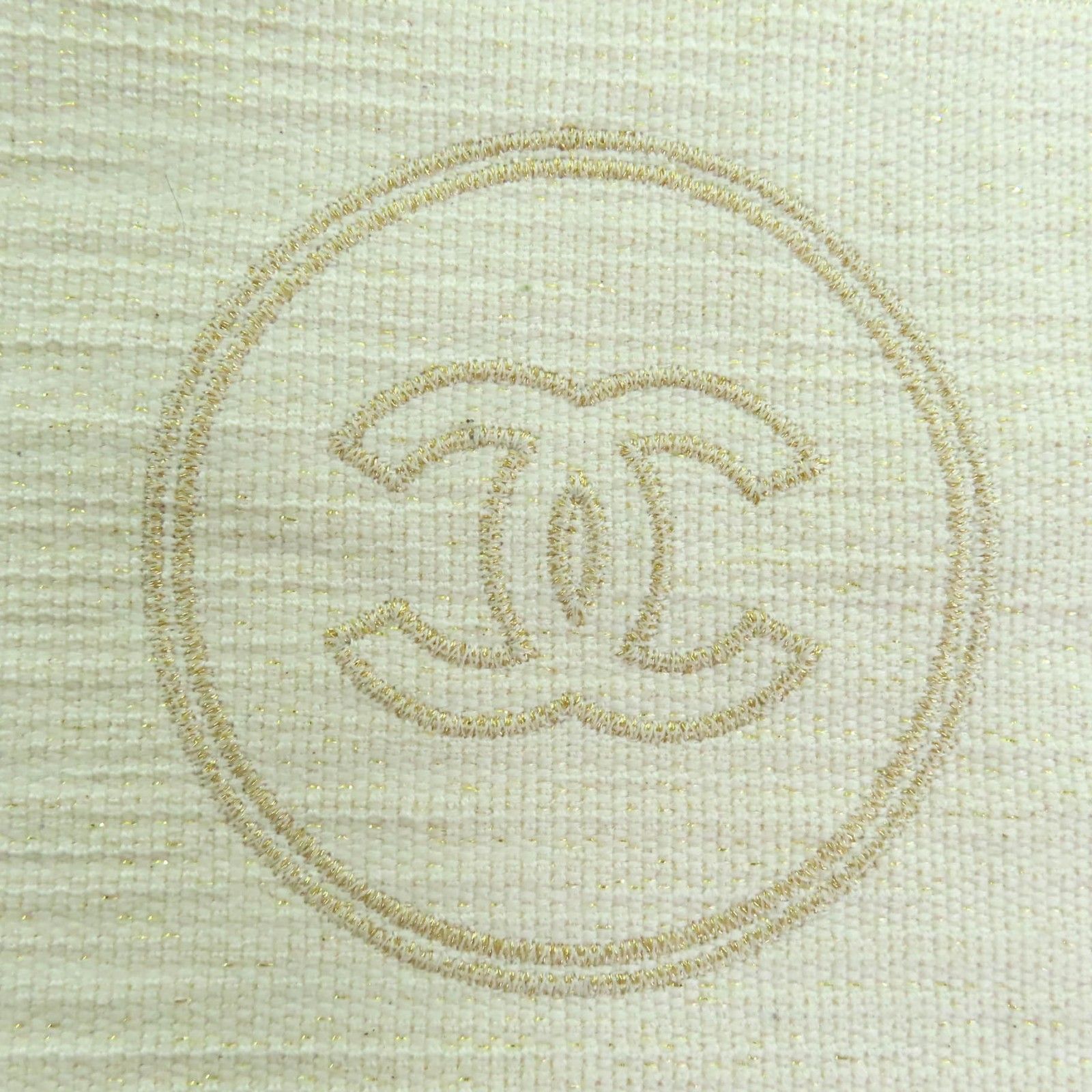 極美品◇CHANEL シャネル コットン ココマーク刺繍 フリンジ・ポーチ