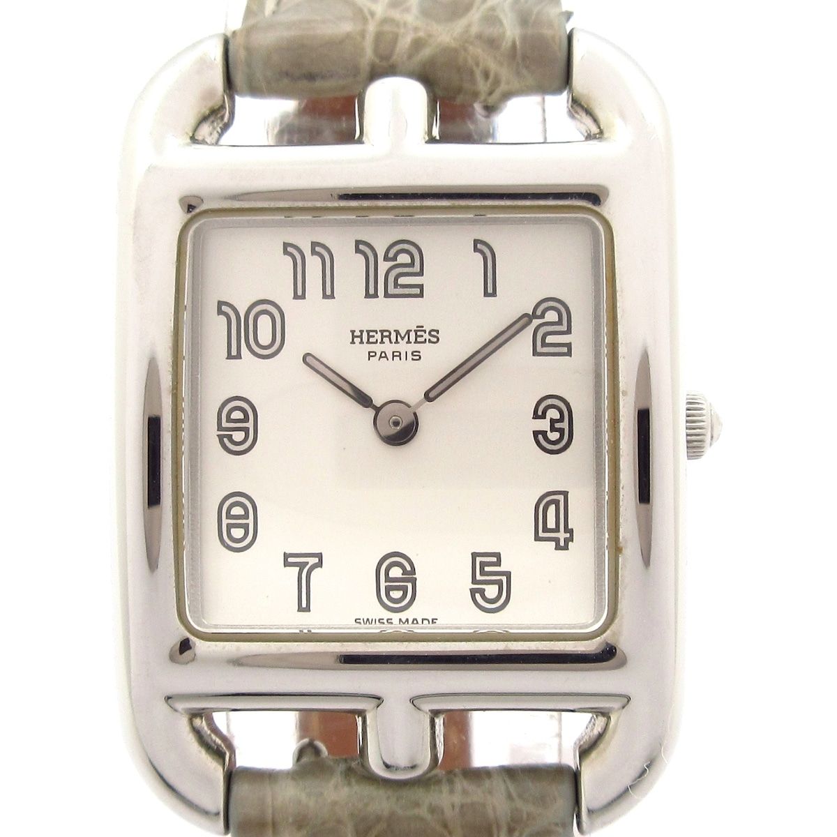 HERMES エルメス 腕時計 ケープコッド CC 1.210 レディース SS×社外アリゲーターベルト シルバー