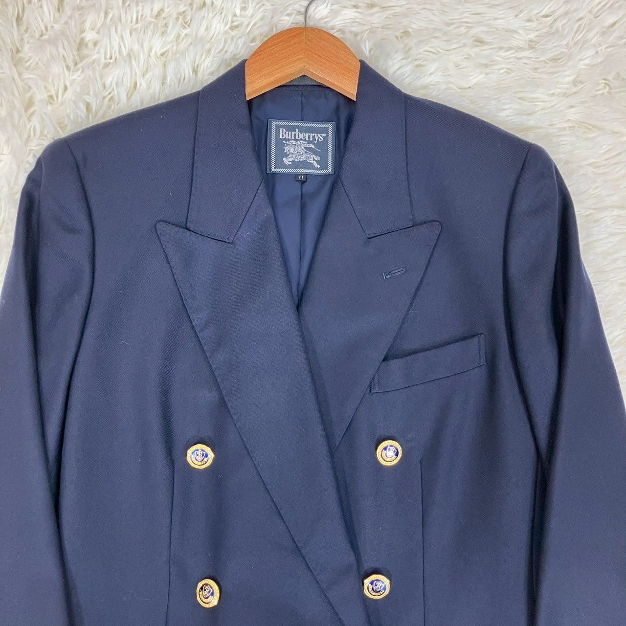 未使用級✨バーバリーズ 紺ブレ テーラード ダブル 金ボタン シャドーホース L バーバリーズ バーバリー テーラードジャケット 紺ブレ ダブル 金
