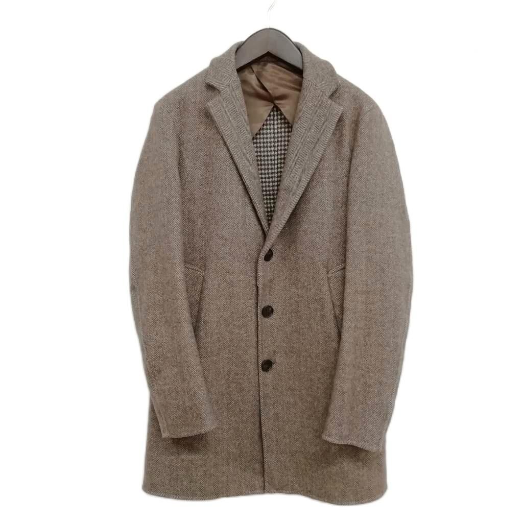 【ヘリンボーン】 エディフィス EDIFICE ウール チェスターコート 総柄 エディフィス EDIFICE 17AW ダブルフェイス ヘリンボーン ウール