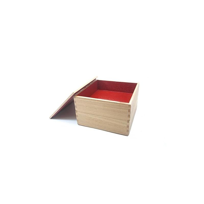 白木塗タモ製5.0寸二段重内朱