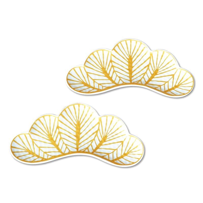 彡正月 食器 前菜皿 和食盛り皿 25 cm 和食器 縁起物 松葉 有田焼 幸松葉 白 セット ペア