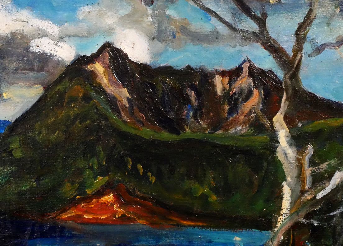 上野山 清貢「晩秋の北海道摩周湖」油絵・P12号 一線美術創立会員 道立