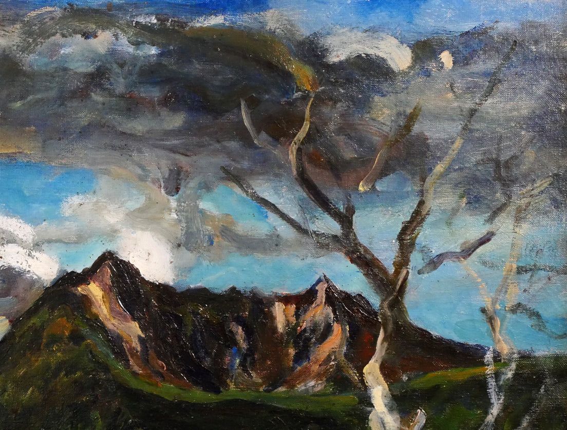 上野山 清貢「晩秋の北海道摩周湖」油絵・P12号 一線美術創立会員 道立