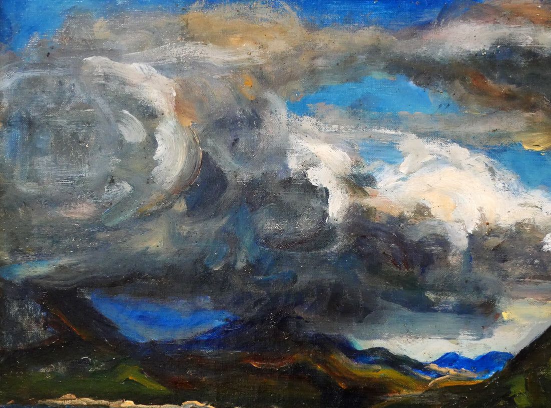 上野山 清貢「晩秋の北海道摩周湖」油絵・P12号 一線美術創立会員 道立