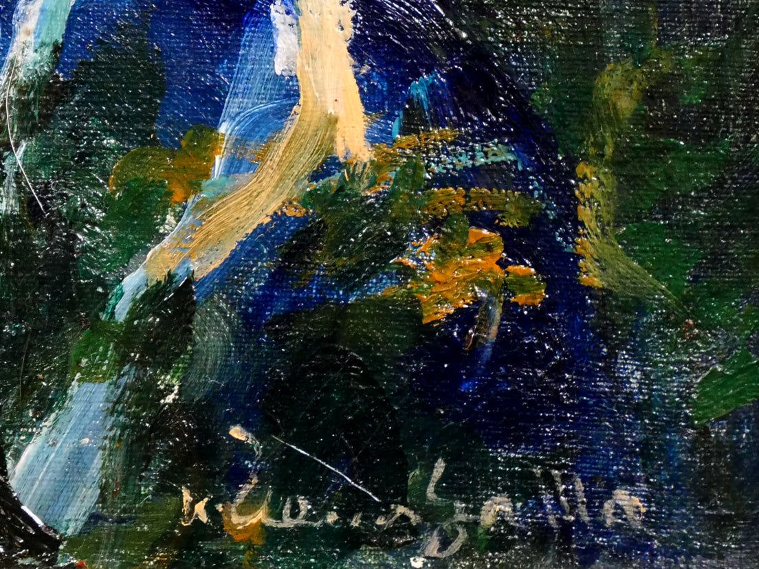 上野山 清貢「晩秋の北海道摩周湖」油絵・P12号 一線美術創立会員 道立