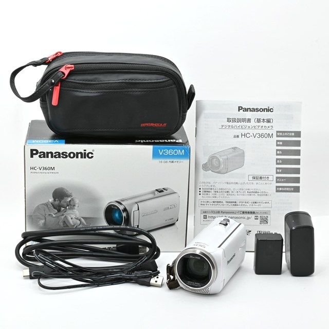 パナソニック Panasonic HC V 360 M W ホワイト 元 き 64 GBメモリーカード＆エレコムZEROSHOCKケース付属 動作良好ビデオカメラ