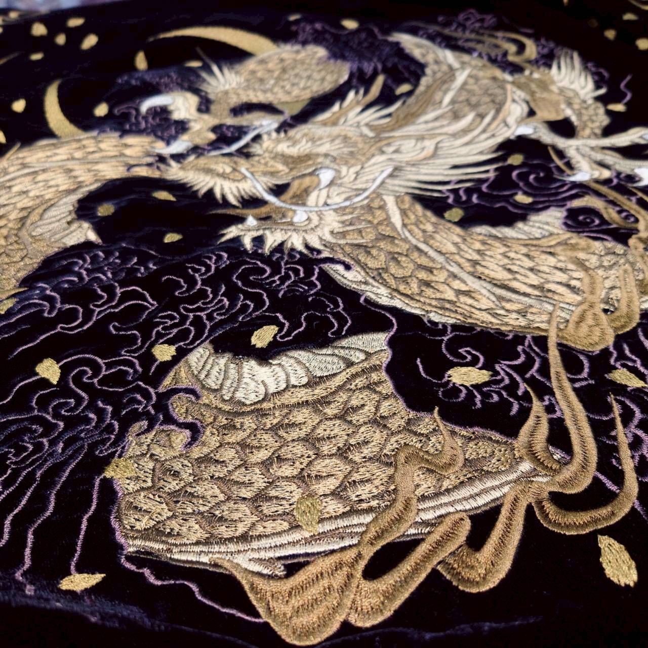 ラスワン☆【朧ｰOBOROｰ/龍 月/スカジャン ベロア/総刺繍】長袖