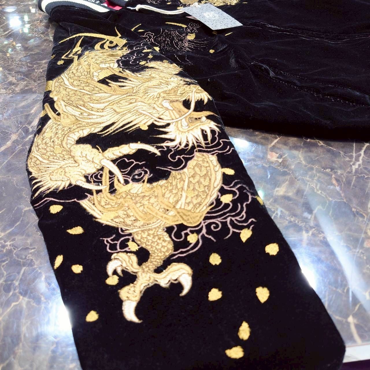 ラスワン☆【朧ｰOBOROｰ/龍 月/スカジャン ベロア/総刺繍】長袖