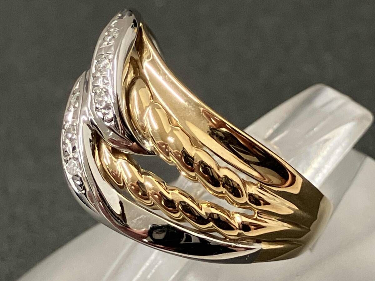 クリーニング済】K18 Pt900 総重量約4.2g ダイヤモンド 0.04ct 約13.5