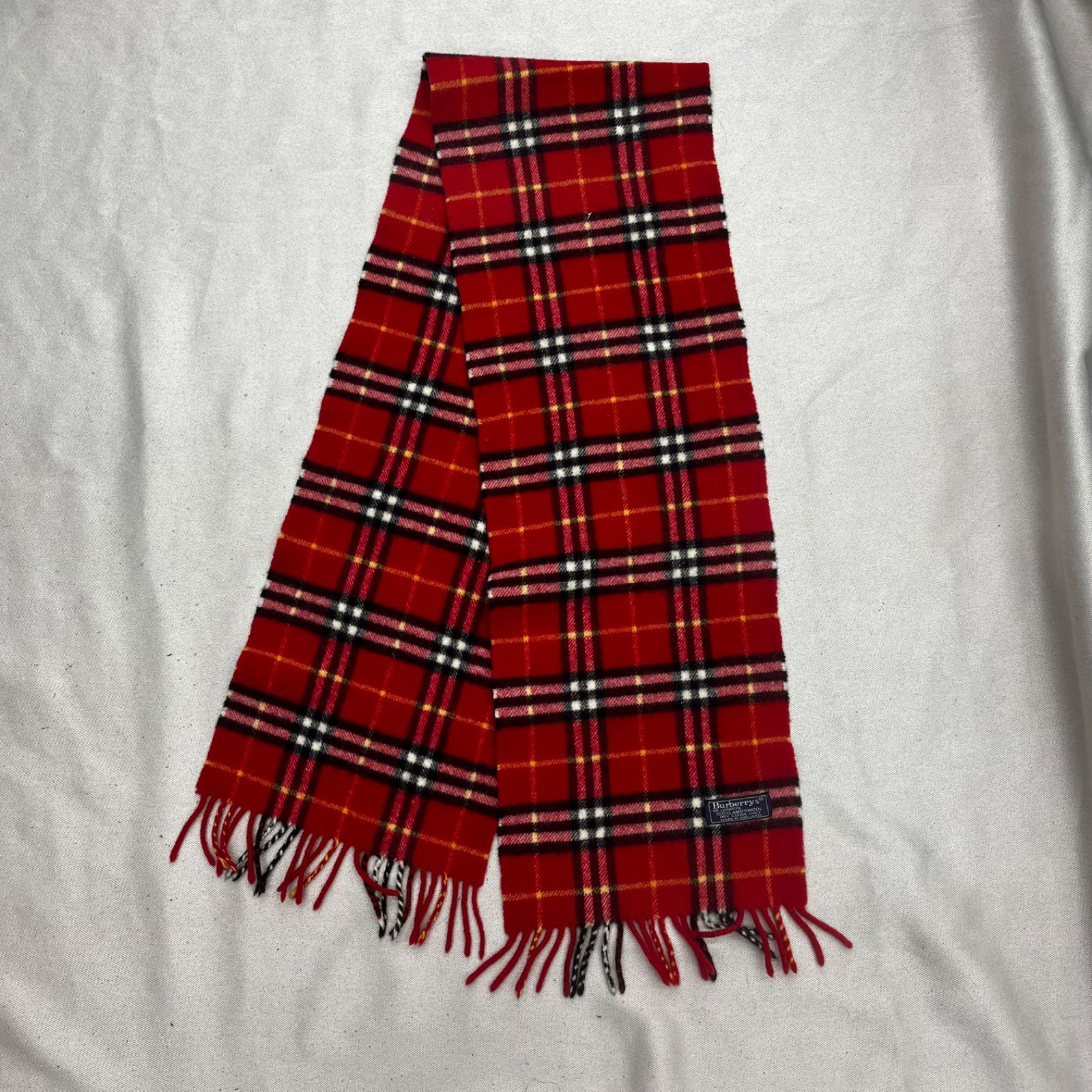 BURBERRY バーバリー レッドチェック柄 ラムウールマフラー レッド 赤