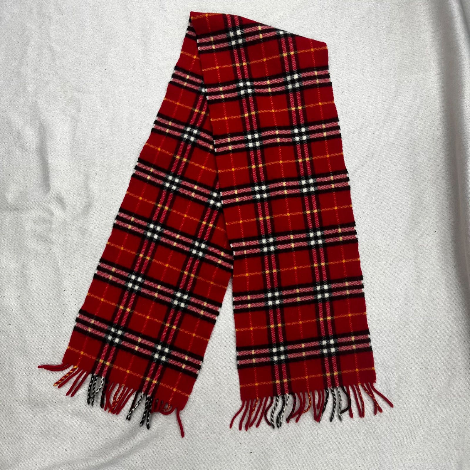 BURBERRY バーバリー レッドチェック柄 ラムウールマフラー レッド 赤