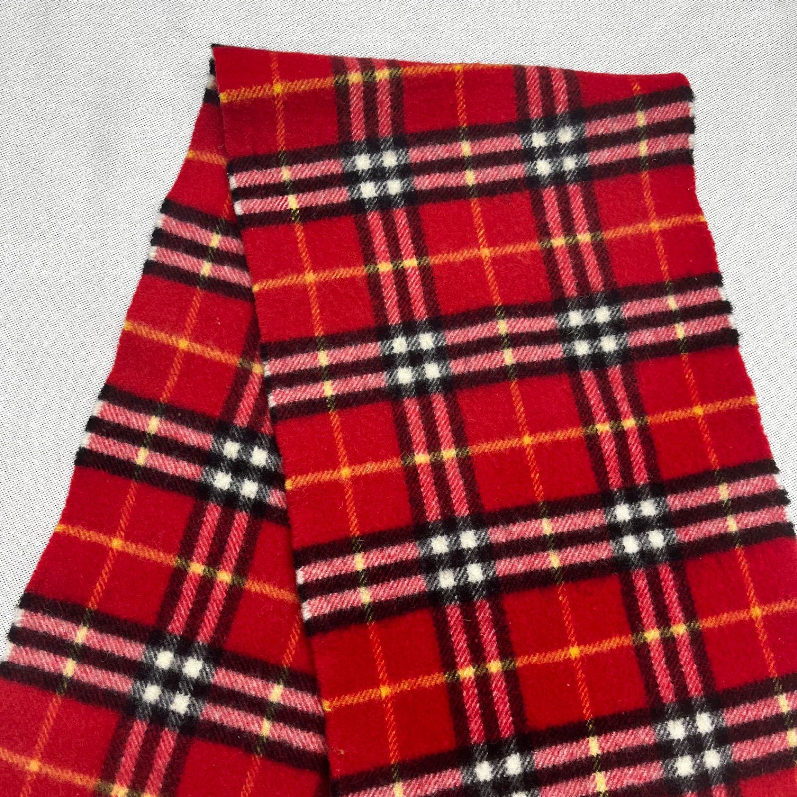 BURBERRY バーバリー レッドチェック柄 ラムウールマフラー レッド 赤