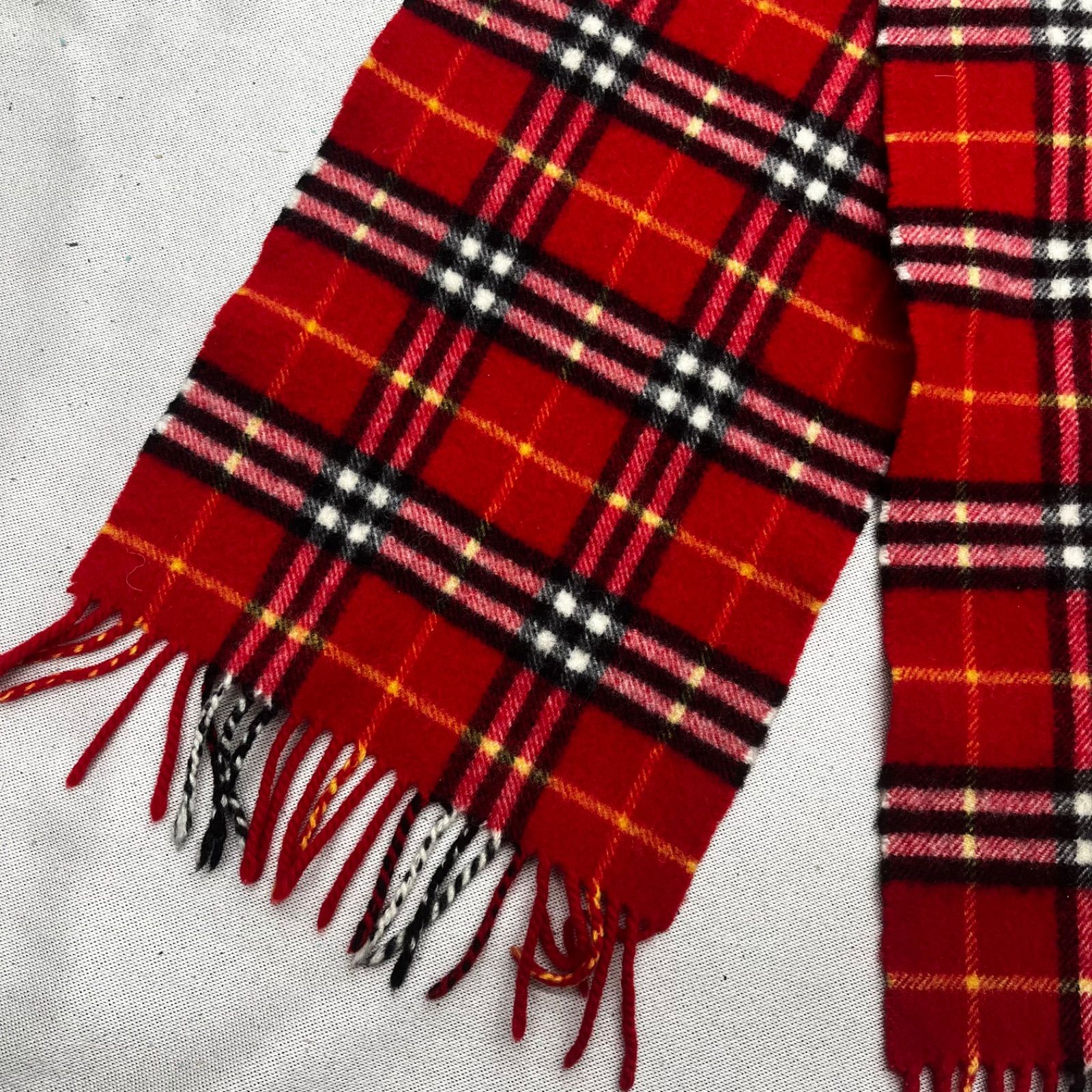 BURBERRY バーバリー レッドチェック柄 ラムウールマフラー レッド 赤