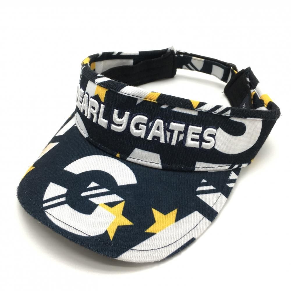パーリーゲイツ サンバイザー ネイビー×白 星柄 立体ロゴ FR ゴルフ