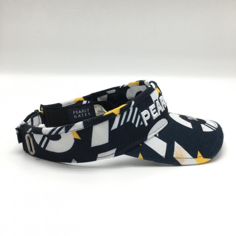 パーリーゲイツ サンバイザー ネイビー×白 星柄 立体ロゴ FR ゴルフ