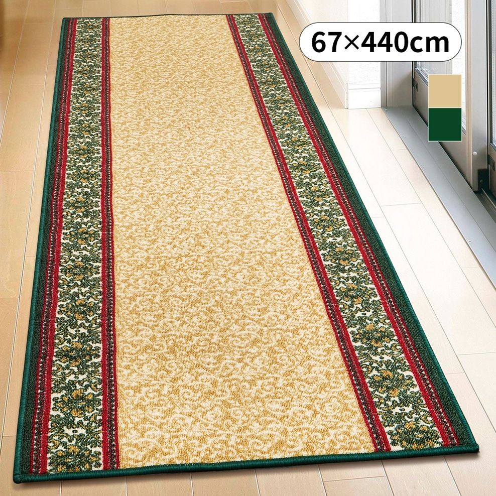 ショップ オリエンタル柄廊下敷 ナタリア 67×440cm 廊下敷きマット 洗える 滑り止め エレガント 王朝柄 キッチンマット