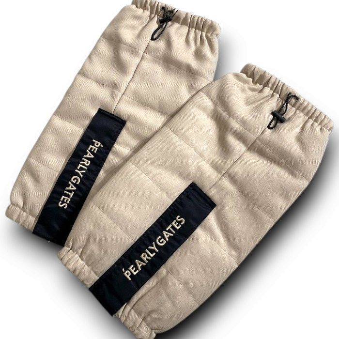 PEARLY GATES パーリーゲイツ ゴルフ 防寒 リサイクル素材使用 内側フリース 無地 ドローコード レッグウォーマー レッグカバー ゴルフウェア レディース 053-2283004 定価1.3万 ベージュ FR 015 51202 w 10