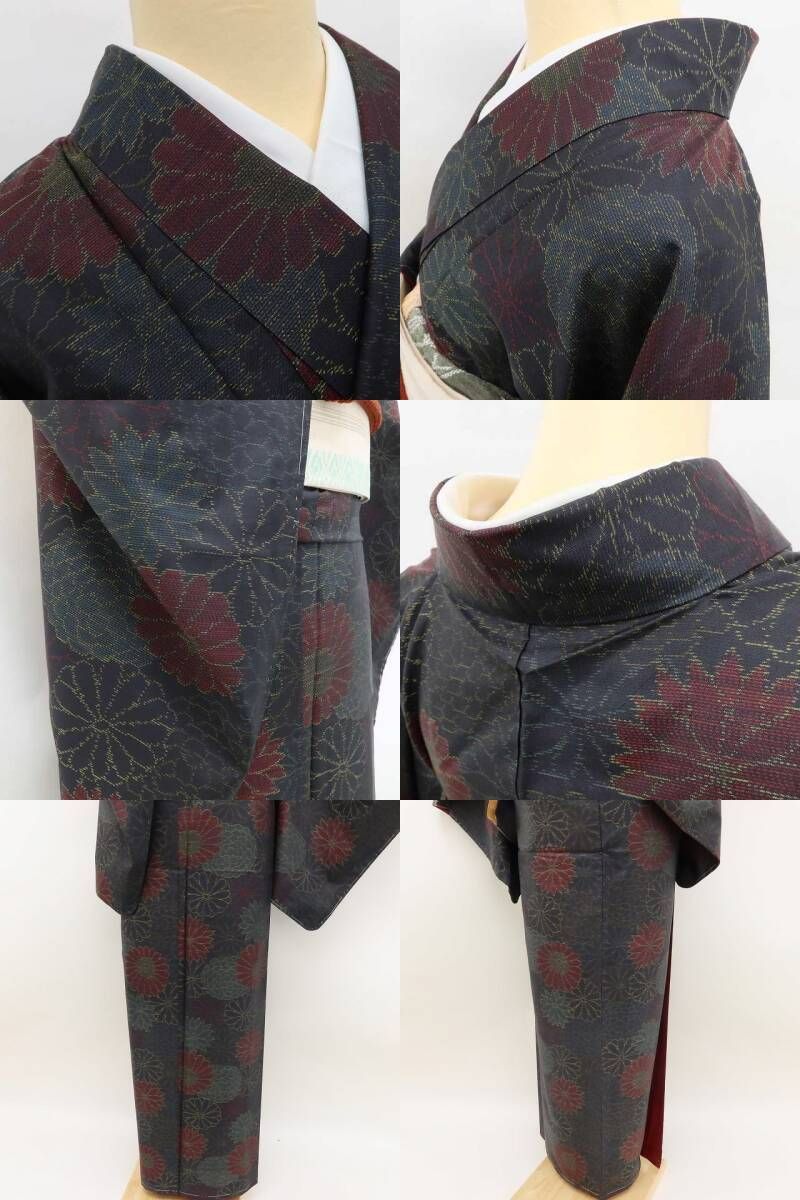  ✾まめ藤✾ 未着用 正絹 着物 証紙付き 紅を引き 変化して打ち上がる菊花 本場大島紬 U 4 紬 着物