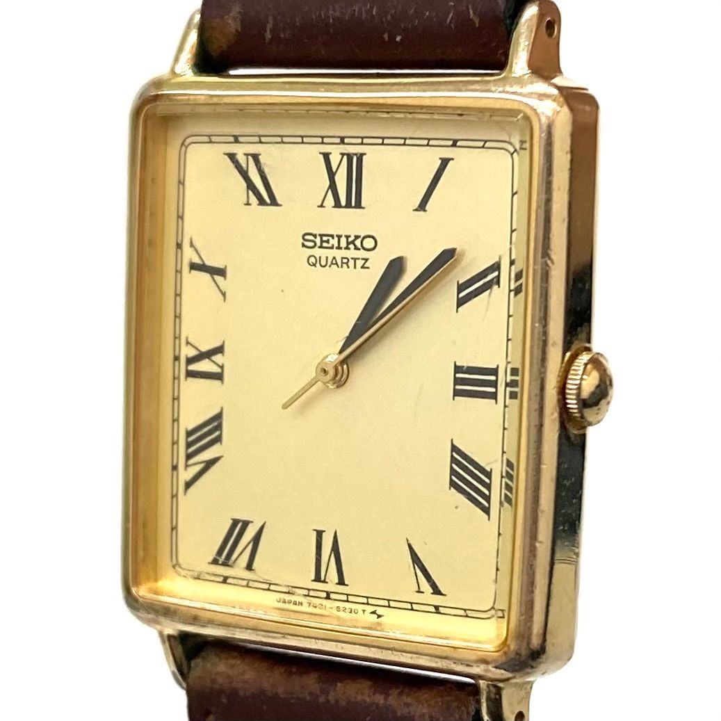 【希少】セイコー　SEIKO ソシエ　ゴールド　スクエア　稼働品　ビンテージ 希少】セイコー SEIKO ソシエ ゴールド スクエア 稼働品 ビンテージ