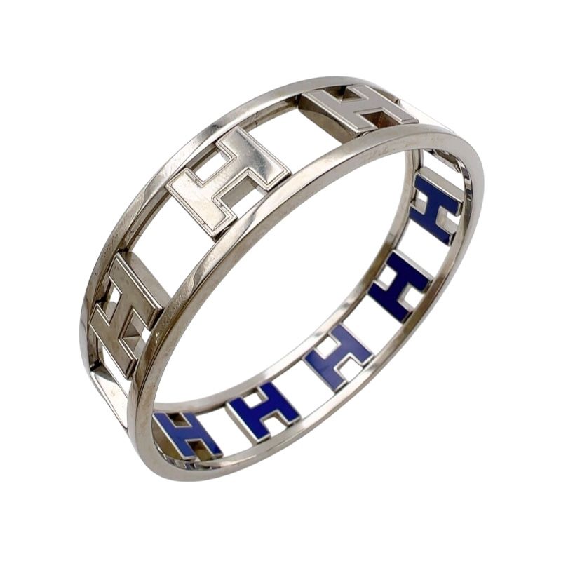 HERMES バングル シルバー・ホワイト・ブルー エルメス HERMES ロンドアッシュバングル シルバー/ブルー メタル