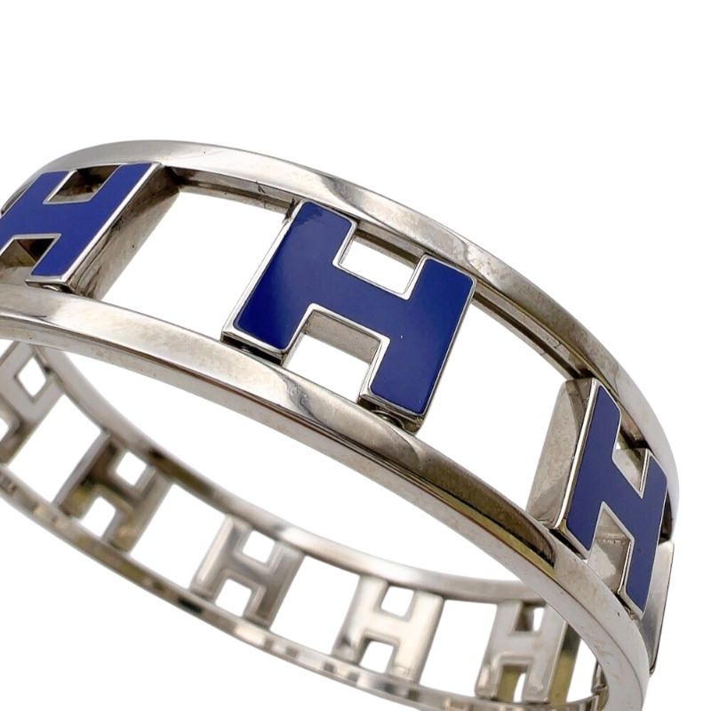 エルメス HERMES ロンドアッシュバングル シルバー/ブルー メタル