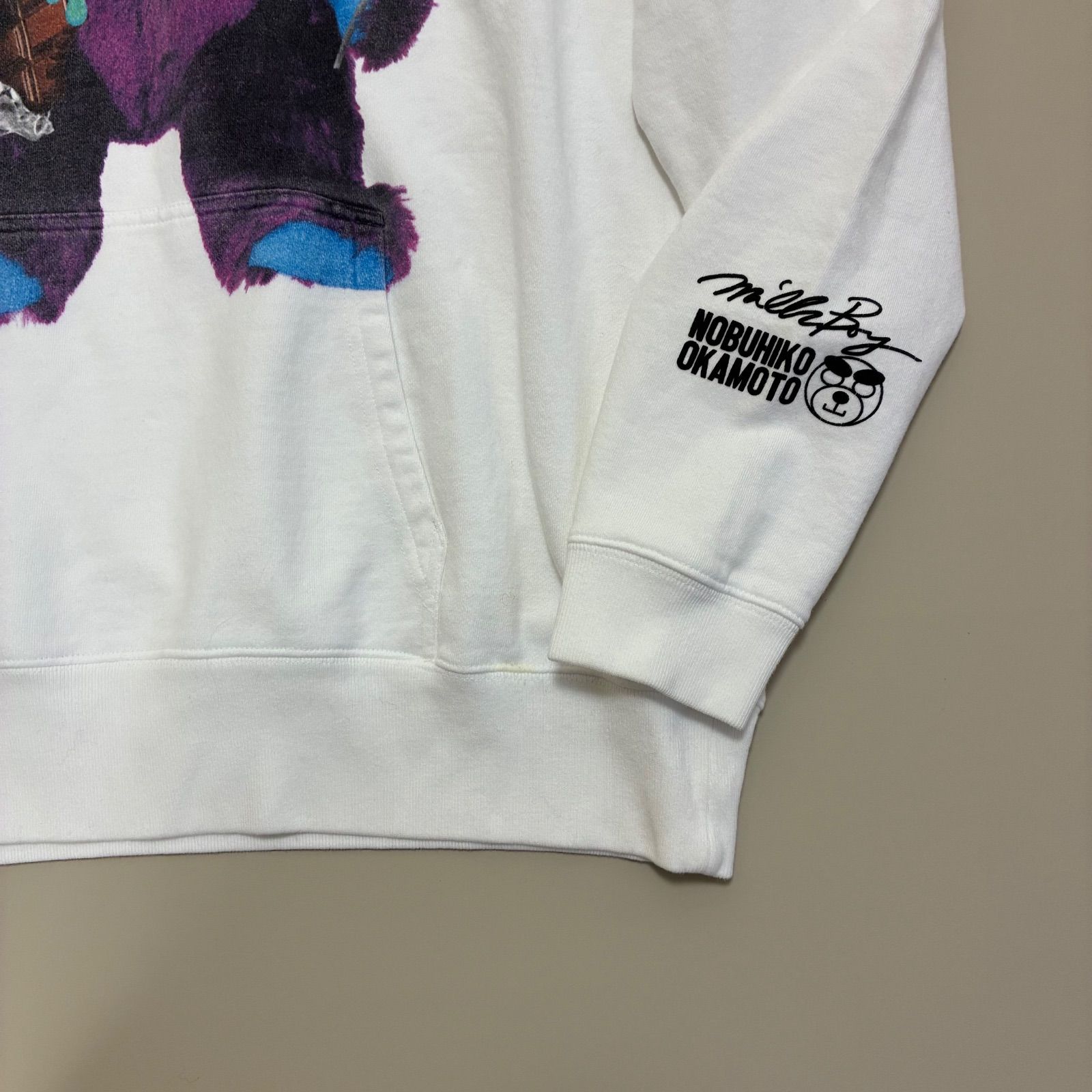 岡本信彦　MILK BOY 岡本信彦 × MILKBOY ミルクボーイ⭐︎コラボ パーカー ホワイト BEAR