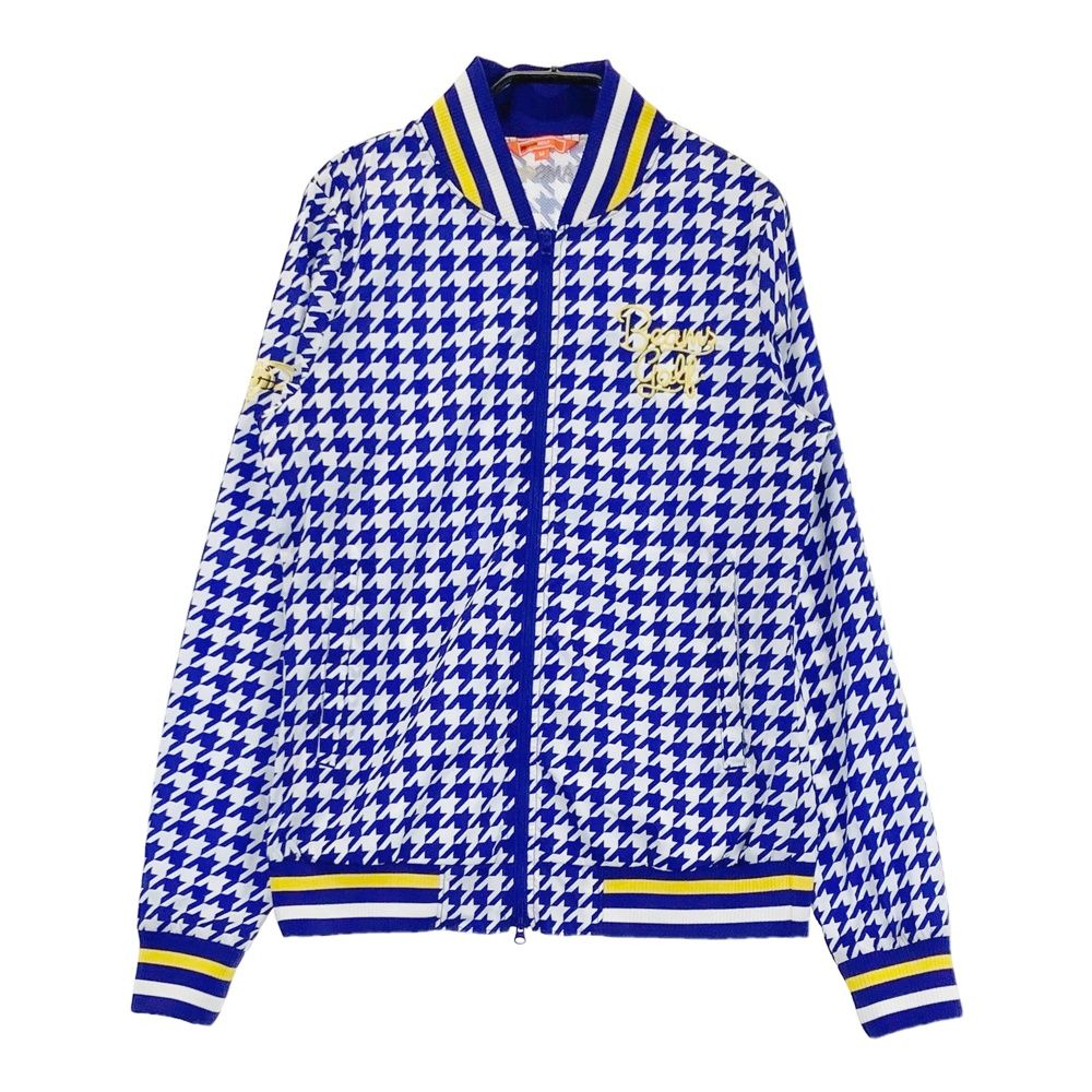 サイズ M BEAMS GOLF ビームスゴルフ 裏メッシュ ジップジャケット 千鳥柄 ネイビー系 ゴルフウェア レディース ストスト