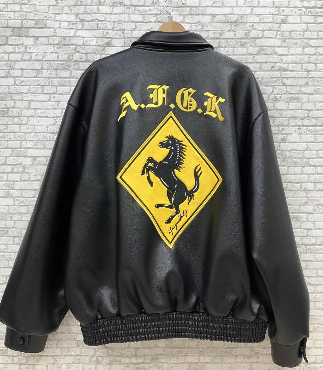 a_few_Good_kids アフューグッドキッズ スタジャン ジャンパー フェイクレザー メンズ服 ジャケット ブラック サイズXL