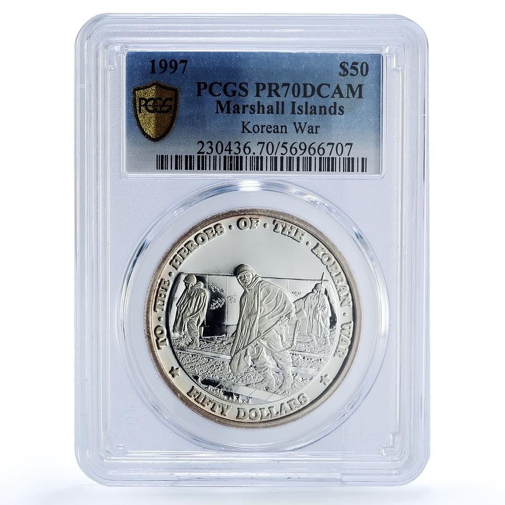 マーシャル諸島 50ドル 英雄 朝鮮戦争 PR 70 PCGS 銀貨 1997年 - メルカリ