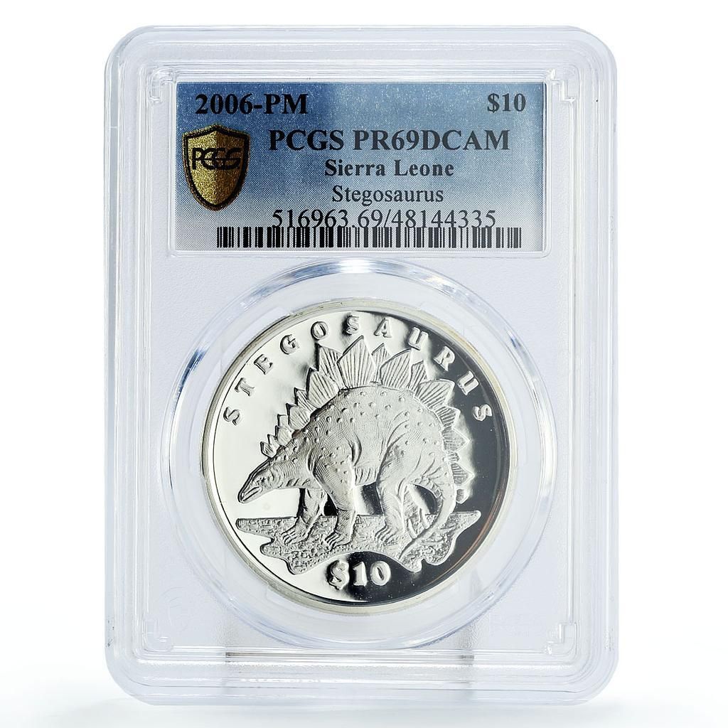 シエラ ル 10ドル ステゴサウルス 恐竜 動物相 PR 69 PCGS 銀貨 2006年