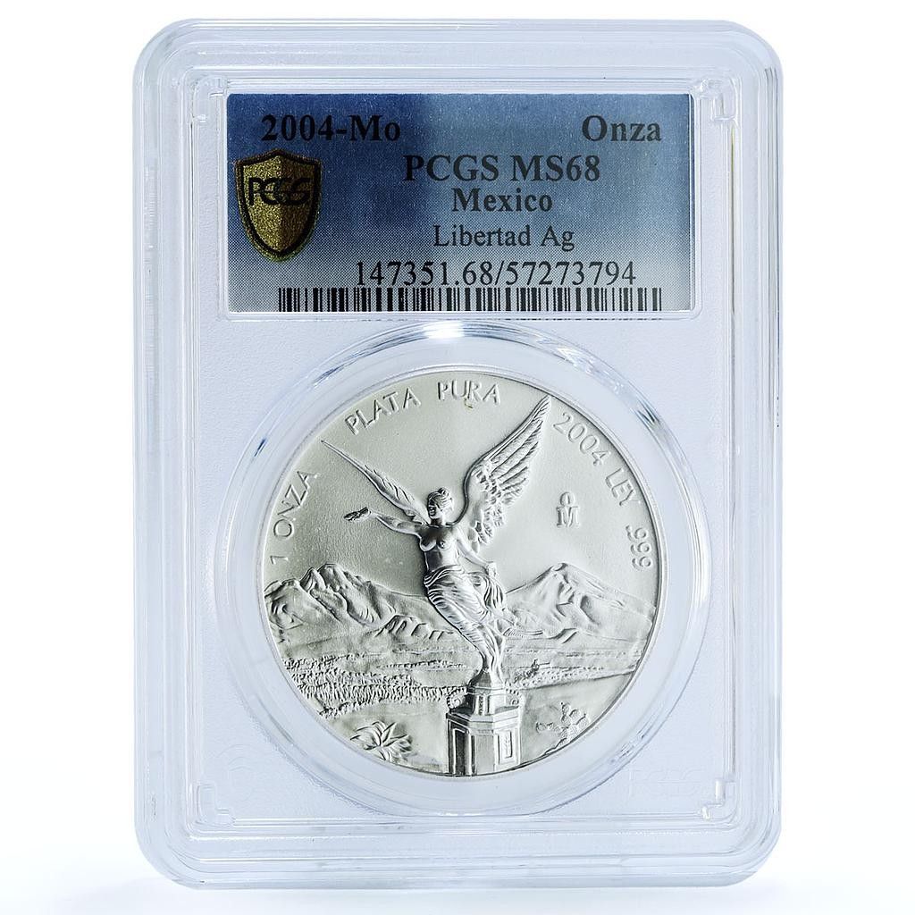 メキシコ 1オンザ・リベルタッド 独立の天使 KM-639 MS 68 PCGS 銀貨