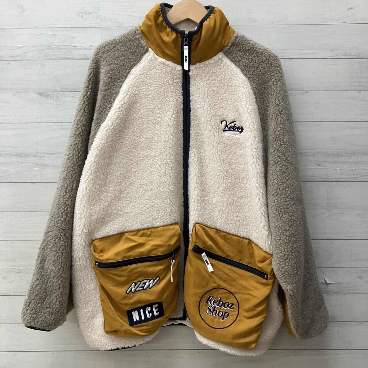 keboz ケボズジャケット KEBOZケボズ ボアジャケット214-1581 FREAKS STORE 美品 ベージュ L