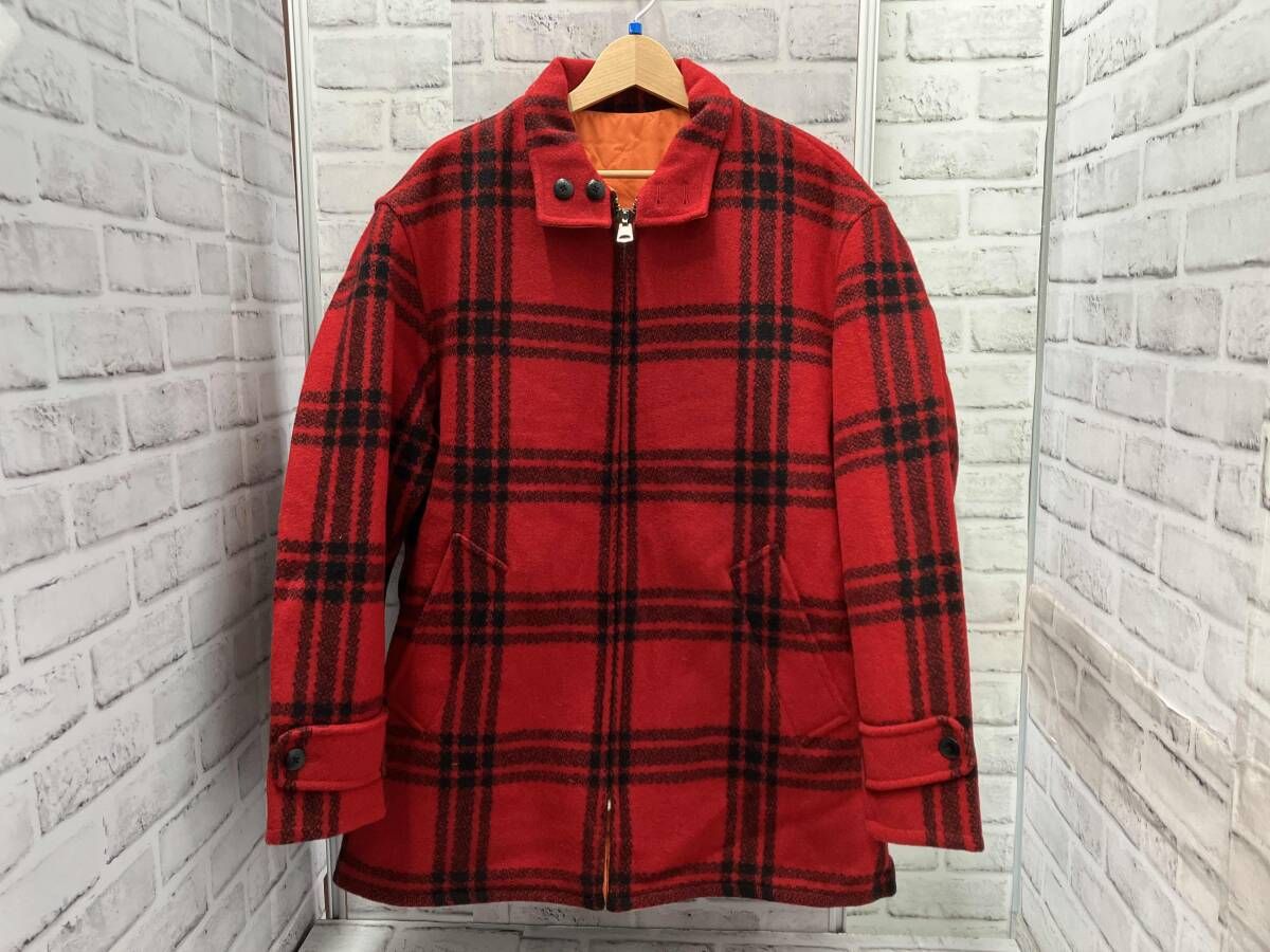 RALPH LAUREN COUNTRY リバーシブルブルゾン Lサイズ オレンジ 赤チェック ラルフローレン 緑タグ 80 s～ ウール